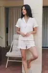 Kadın Esnek Şortlu Bol Çok Renkli Pijama Takımı - Görsel 4