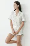 Kadın Relaxed Lastikli Beyaz Pijama Takımı - Görsel 4
