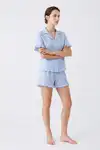 Kadın Relaxed Lastikli Mavi Pijama Takımı - Görsel 2