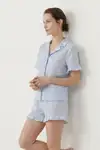 Kadın Relaxed Lastikli Mavi Pijama Takımı - Görsel 4