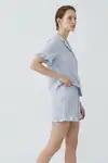 Kadın Relaxed Lastikli Mavi Pijama Takımı - Görsel 5