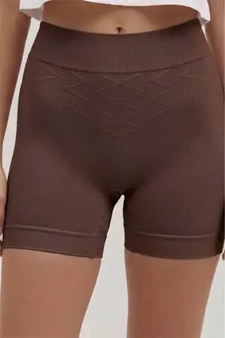 Push Up Seamless Dikişsiz Popo Şekillendirici Kısa Paçalı Korse 2064 -Kahverengi - 1