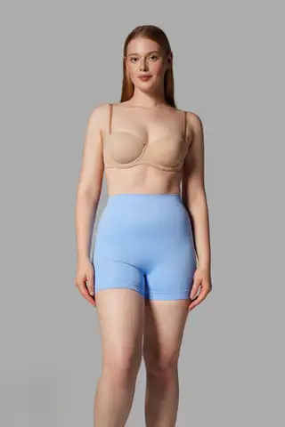 Push Up Seamless Dikişsiz Popo Şekillendirici Kısa Paçalı Korse 2064 Mavi - 5