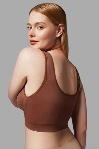 Göğüs Toparlayıcı Kalın Askılı Korse Büstiyer 5040 Kahverengi - 3