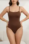 örme kumaş zıbın string model toparlayıcı body 9052 Kahverengi - Görsel 4