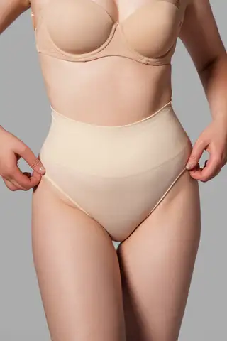 dikişsiz toparlayıcı yüksek bel külot korse 1010 Bej - 5