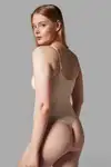 string zıbın sıkılaştırıcı toparlayıcı örme kumaş body 9052 Bej - Görsel 6
