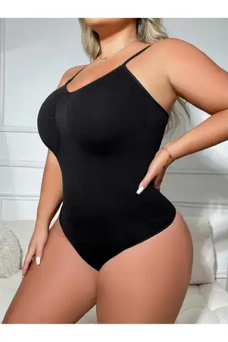 Seamless Zıbın Korse Çıtçıtlı Body 2 Beden İncelten Toparlayıcı Push Up Etkili Karın Bel Göbek Sıkılaştırıcı Kadın Body Korse 9051 Siyah - 6