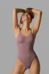 Kadın Slip Agraflı Karışımlı Kumaş Gül Kurusu Body - Görsel 1