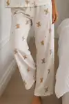 Kadın Loose Kalıp Pamuklu Kırık Beyaz Pijama Takımı - Görsel 4