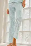 Kadın Genç Loose İpliği Boyalı Su Yeşili Pijama Takımı - Görsel 4
