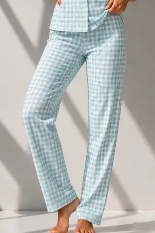 Kadın Klasik Doğal Düğme Gece Su Yeşili Pijama Takımı - 4