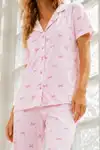 Kadın Genç Loose İpliği Boyalı Pembe Pijama Takımı - Görsel 3