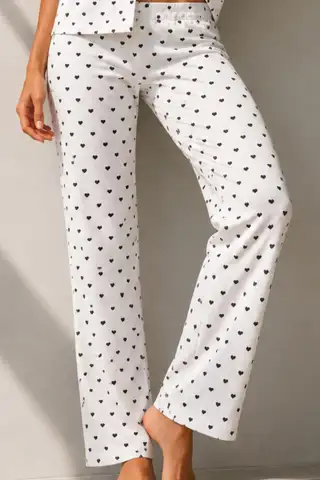 Kadın Klasik Doğal Düğme Gece Kar Beyaz Pijama Takımı - 4