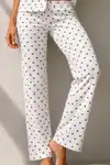Kadın Klasik Doğal Düğme Gece Kar Beyaz Pijama Takımı - Görsel 4