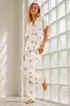 Kadın Genç Loose İpliği Boyalı Kırık Beyaz Pijama Takımı - Görsel 6