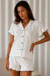 Kadın Düz Pamuk Homewear Beyaz Pijama Takımı - Görsel 3
