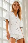 Kadın Örme Pamuklu Mini Boy Beyaz Pijama Takımı - Görsel 6
