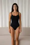 Kadın Kapsız Cırt Cırtlı Düz Desen SİYAH Body - Görsel 4