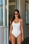 Kadın Slip Kalıp Beyaz Body Örme Orta Destek - Görsel 4