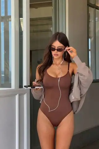 Kadın Slip Kalıp Kahverengi Body Örme Orta Destek - 1