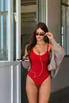 Kadın Slip Kalıp Kırmızı Body Örme Orta Destek - Görsel 1