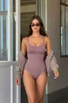Kadın Slip Kalıp Gül Kurusu Body Örme Orta Destek - Görsel 2
