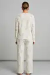 Kadın Desenli Uzun Kollu Ekru Pijama Takımı 4722 - Görsel 2