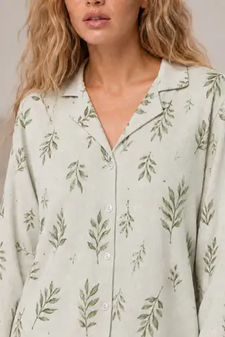Kadın Casual Esnek Bol Çağla Pijama Takımı 4669 Çağla yeşili - 6