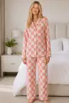 Kadın Casual Esnek Bol Pembe Pijama Takımı 4670 - Görsel 2