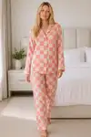 Kadın Casual Esnek Bol Pembe Pijama Takımı 4670 - Görsel 5