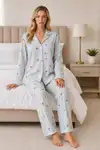Kadın Casual Esnek Bol Mavi Pijama Takımı 4671 - Görsel 3