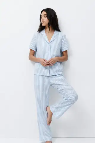 Standart Boy Elastanlı Mavi Pijama Takımı - 5