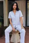 Viskon Karışım Homewear Mavi Pijama Takımı - Görsel 2