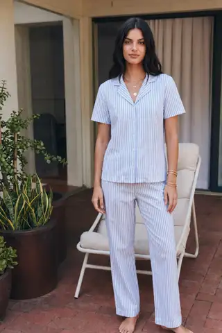 Viskon Karışım Homewear Mavi Pijama Takımı - 3