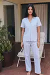 Viskon Karışım Homewear Mavi Pijama Takımı - Görsel 3