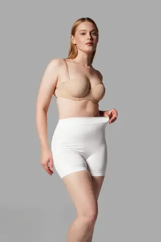 Push Up Seamless Dikişsiz Popo Şekillendirici Kısa Paçalı Korse 2064 Beyaz - 2