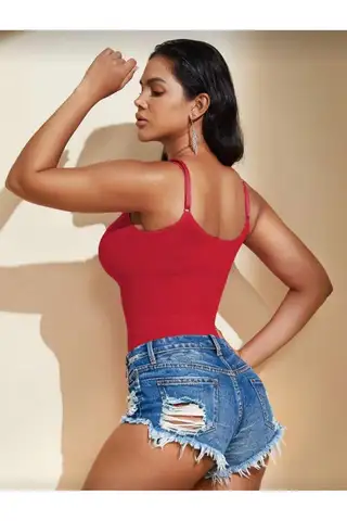 Seamless Zıbın Korse Çıtçıtlı Body 2 Beden İncelten Toparlayıcı Push Up Etkili Karın Bel Göbek Sıkılaştırıcı Kadın Body Korse 9051 Kırmızı - 3