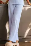 Kadın Zarif Yaka Dokulu Ferah Mavi Pijama Takımı - Görsel 4