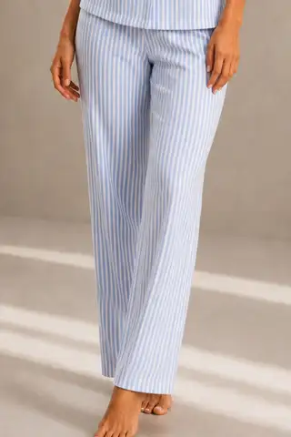 Kadın Kısa Kol Rahat Kalıp Şık Mavi Pijama Takımı - 4