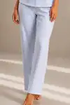 Kadın Kısa Kol Rahat Kalıp Şık Mavi Pijama Takımı - Görsel 4