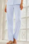 Kadın Genç Loose İpliği Boyalı Mavi Pijama Takımı - Görsel 4