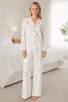 Kadın Desenli Beyaz Pijama Takımı 4674 - Görsel 6
