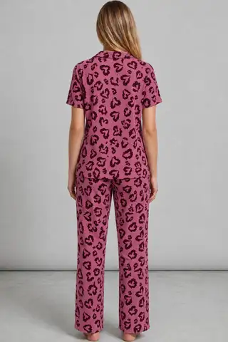 Kadın Kısa Kollu Rahat Mor Pijama Takımı 4734 - 2