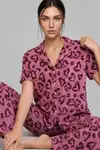 Kadın Kısa Kollu Rahat Mor Pijama Takımı 4734 - Görsel 4