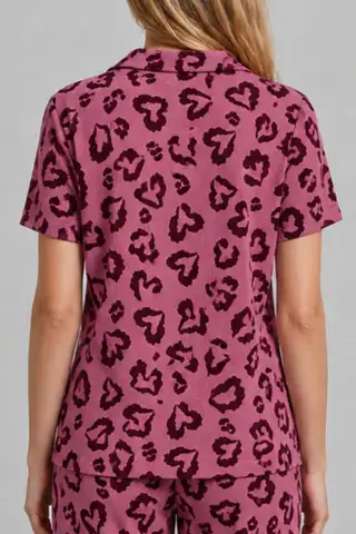 Kadın Kısa Kollu Rahat Mor Pijama Takımı 4734 - 5