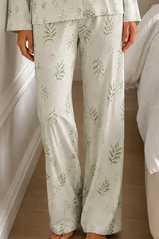 Kadın Bürümcük Tam Boy Çağla Yeşili Pijama Takımı - 4