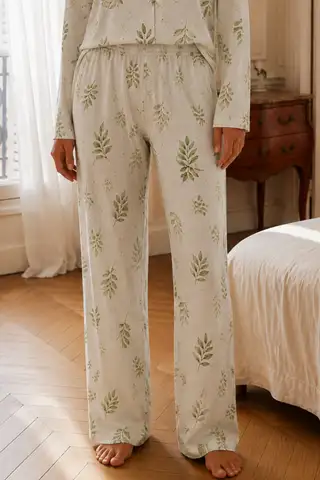 Kadın Relax Fit Düğme Çağla Yeşili Pijama Takımı - 4