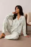 Kadın Düğmeli Kışlık Ev Çağla Yeşili Pijama Takımı - Görsel 5