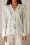 Kadın Desenli Basic Kış Çağla Yeşili Pijama Takımı - Görsel 3